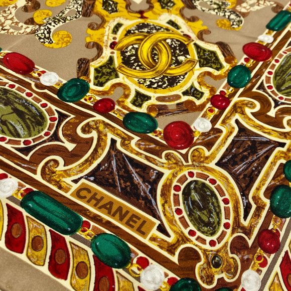 Chanel Silk Scarf Autumnal Birds CC Ornate Classic Mosaic - Picture 7 of 11
